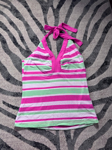 Vintage SO... Pink Striped Halter Top Size M | Y2K So Real So Right