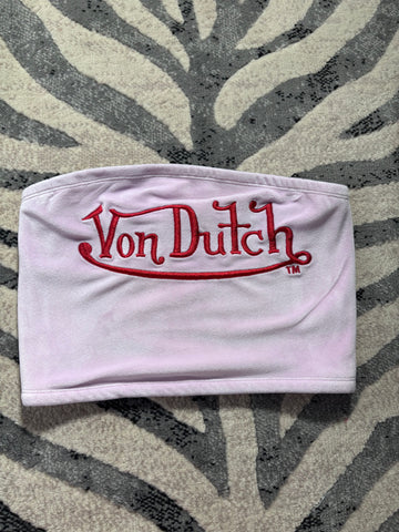 Vintage Von Dutch Pink Tube Top Size M | Red Von Dutch Logo | 2003