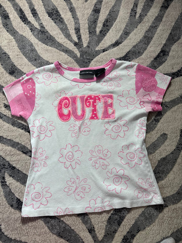 Vintage No Boundaries CUTE Pink Ringer Baby Tee | Girls 14/16 Fits Adult XS-S | Y2K Walmart