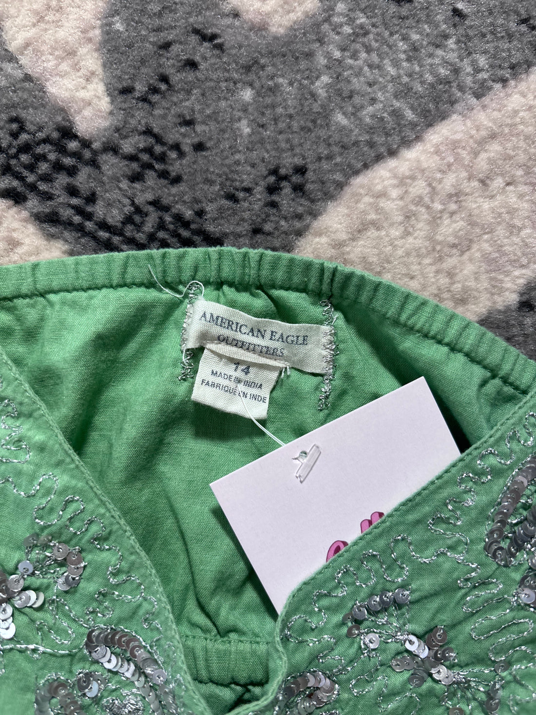Vintage American Eagle Outfitters Green Sequin Cami | Size 14 | Y2K