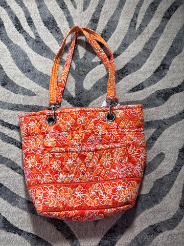 Elizabeth Austen New York Quilted Orange Floral Tote Bag | Y2K