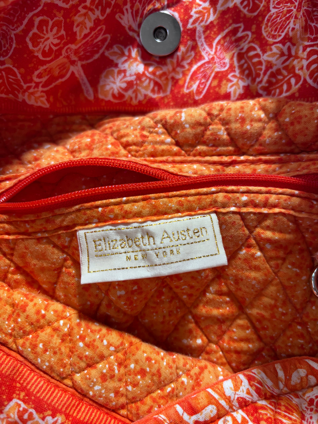 Elizabeth Austen New York Quilted Orange Floral Tote Bag | Y2K