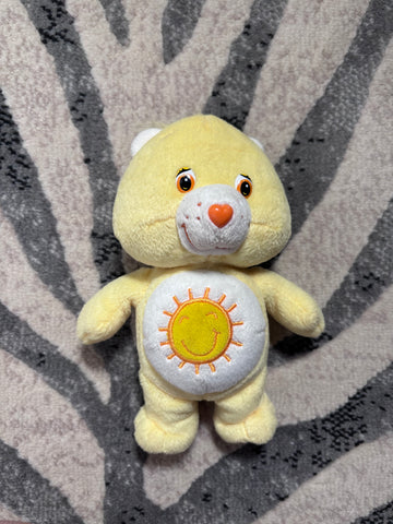 Funshine Bear Care Bears Plush 2002 | Yellow | Smiling Sun Belly Badge